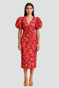 Ava | Floral Puff Sleeve Midi Dress