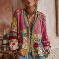 Corinne | Floral patchwork V-neck cardigan