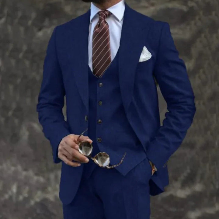 Men's pink slim fit three-piece suit set