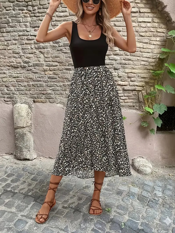 Aria | Floral A-Line Midi Dress