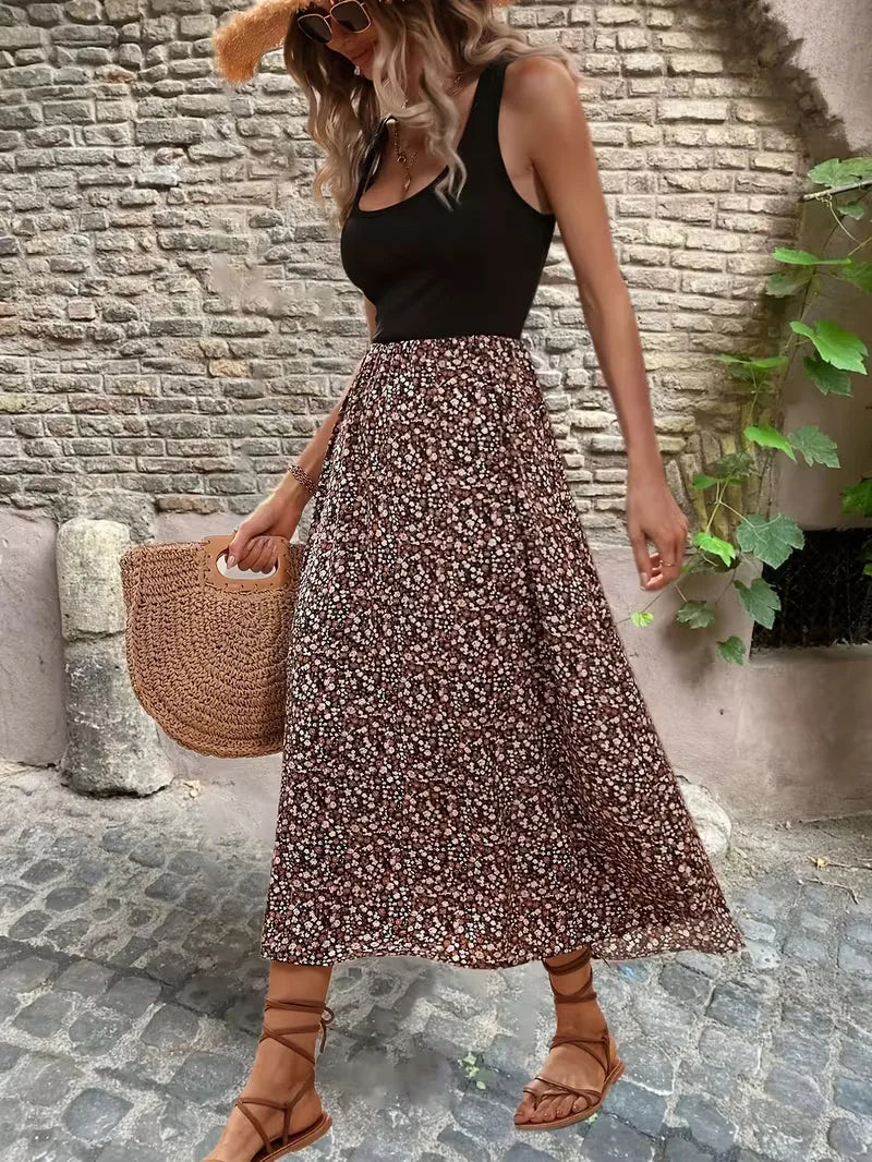 Aria | Floral A-Line Midi Dress