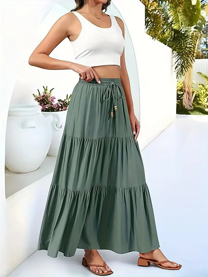 Noelle | High Waist Tiered Maxi Skirt