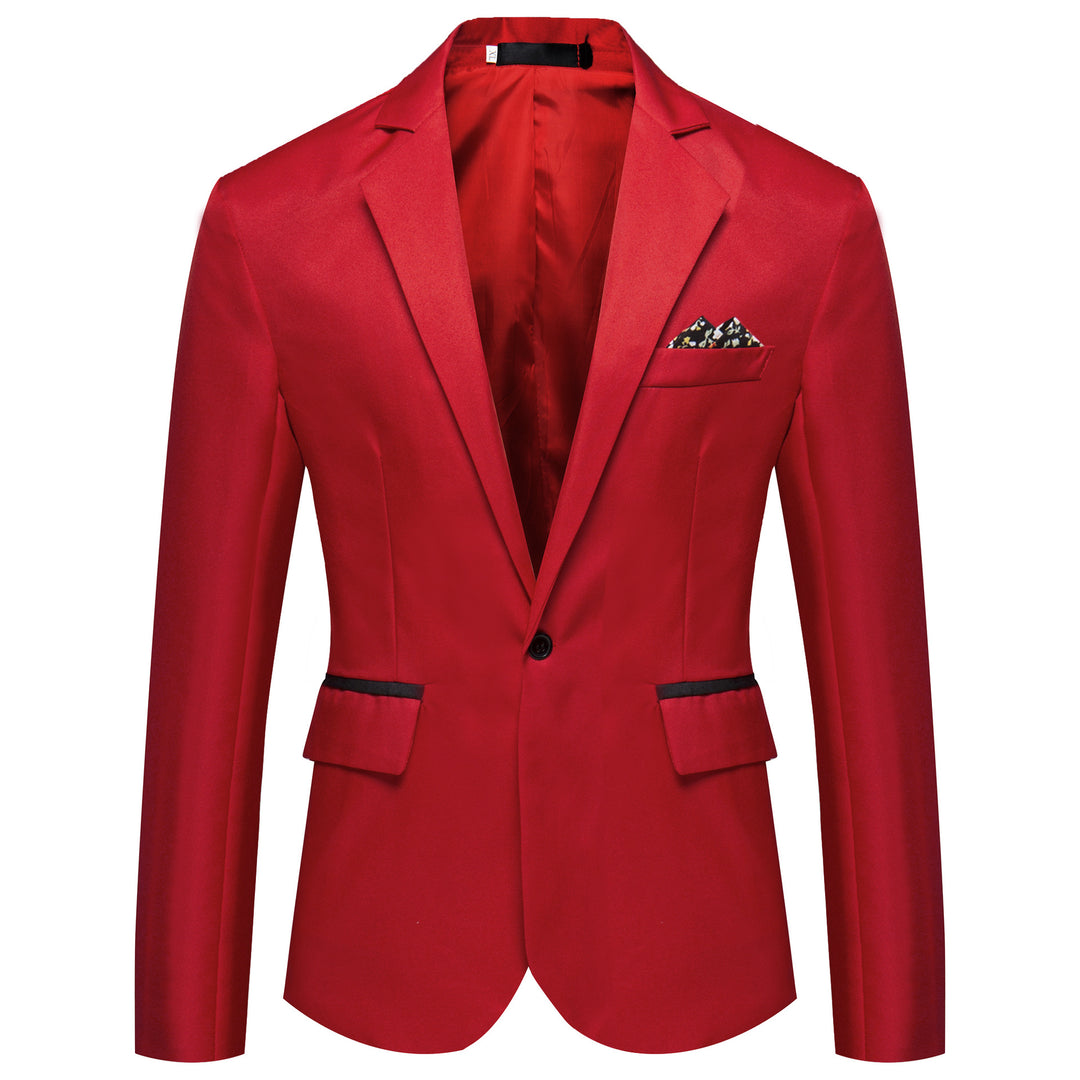Men's slim fit solid color one button blazer jacket