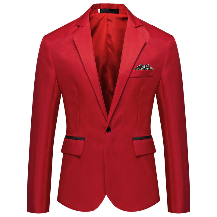 Men's slim fit solid color one button blazer jacket