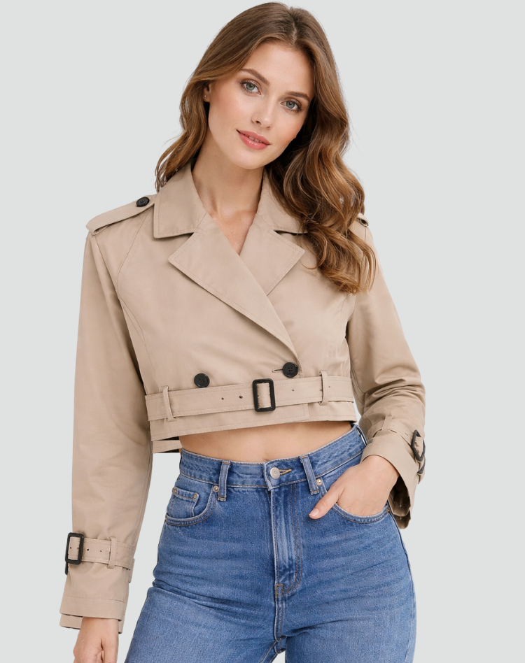 Avery | Women's Cropped Cotton Trench Coat