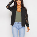 Abigail | Lace Sleeve Bomber Jacket for Women