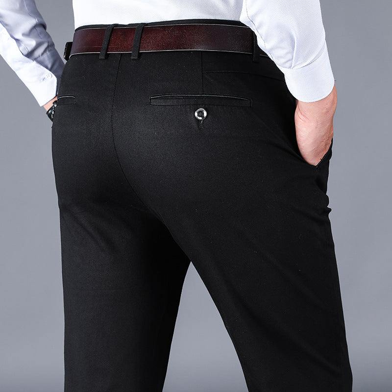 Men's straight fit business pants with multiple pockets