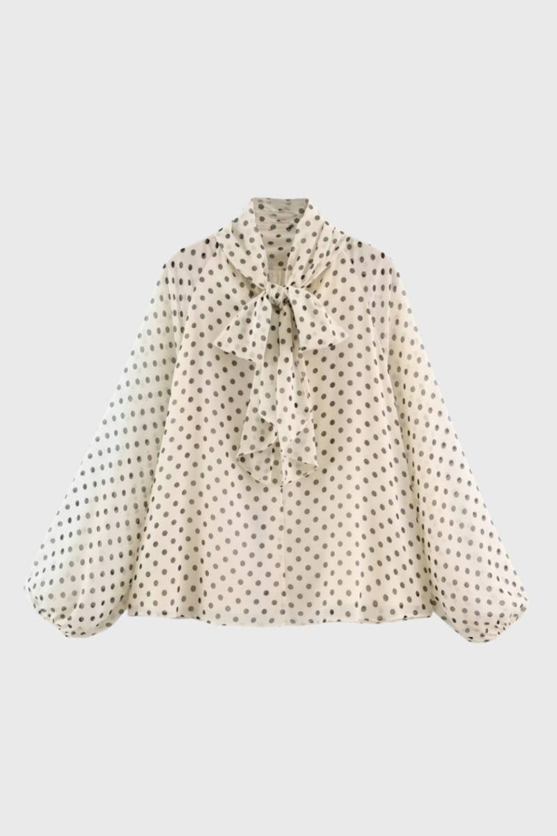 Olivia Polka Dot Tie Neck Blouse