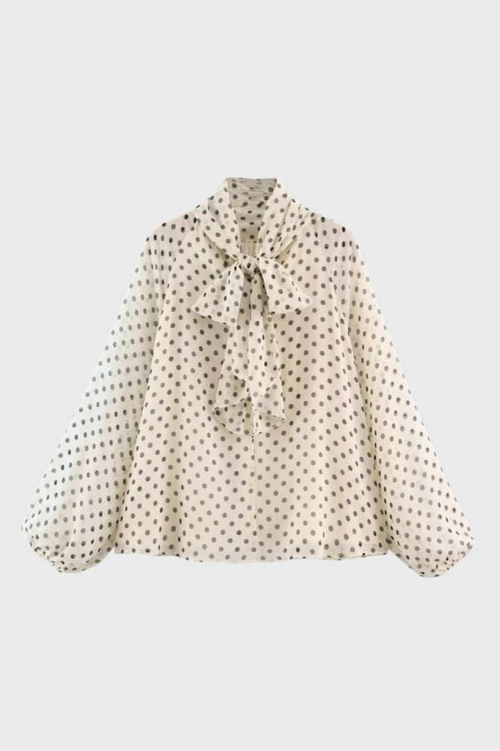 Olivia Polka Dot Tie Neck Blouse