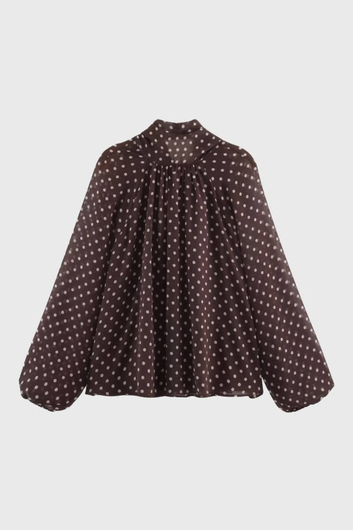 Olivia Polka Dot Tie Neck Blouse