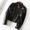 Daisy | Veste de moto courte en cuir noir pour femme, style biker court