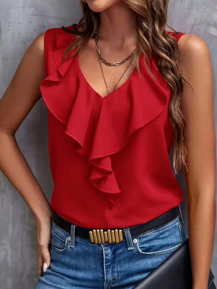 Eliana | Sleeveless Ruffle Blouse