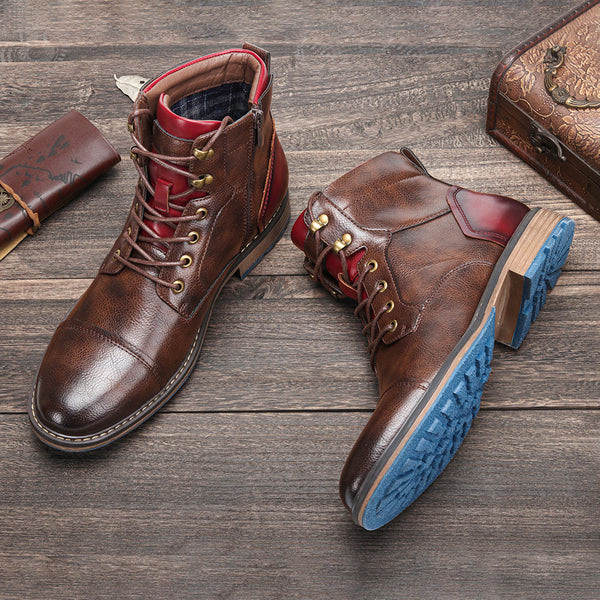 Jameson | Bottines pour homme de style Martin, bout rond et talon bas