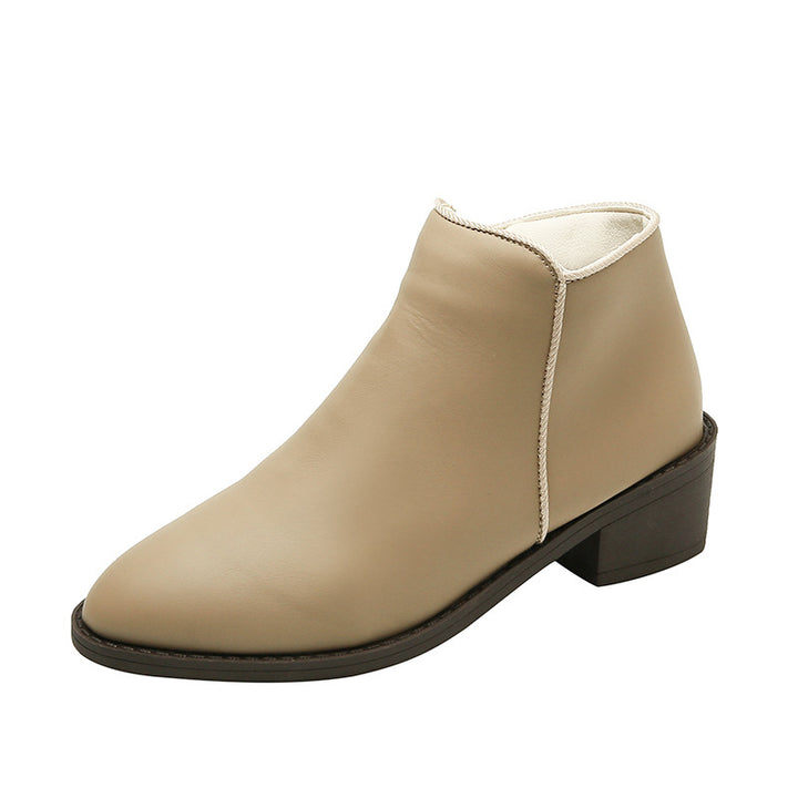 Women's chunky heel ankle boots with side zipper