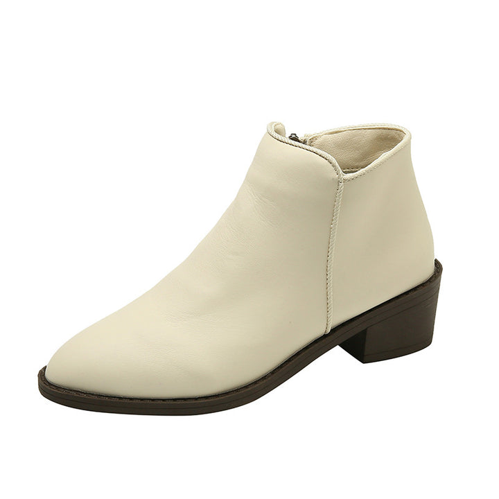 Women's chunky heel ankle boots with side zipper