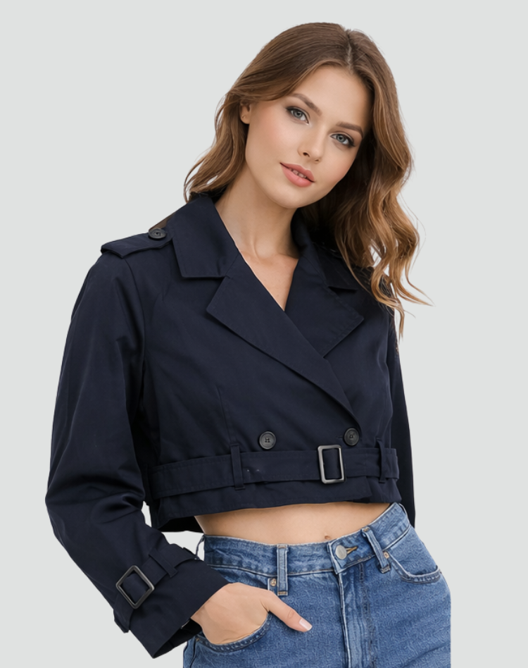 Avery | Women's Cropped Cotton Trench Coat
