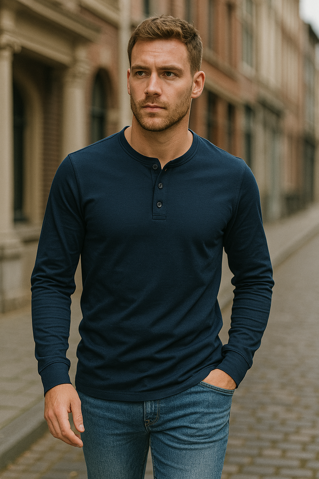 Declan | Men's Long Sleeve Henley Shirt