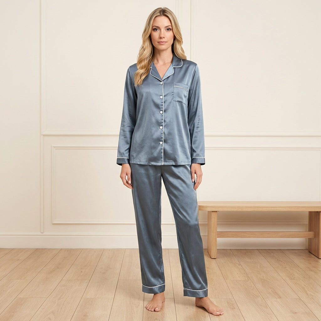 Savannah | Silky Button-Up Lounge Pajama Set