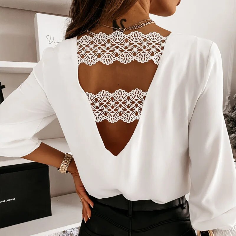 Claire | Lace Chiffon Blouse