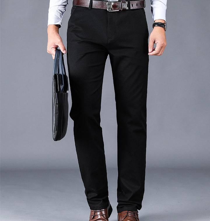 Men's straight fit business pants with multiple pockets