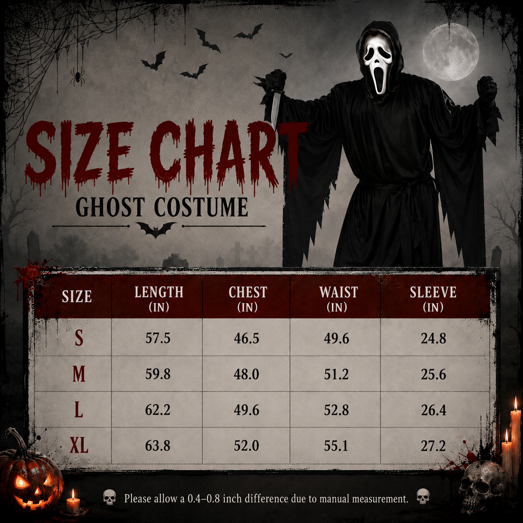 Men's Ghostface costume with horror robe