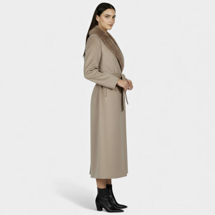 Flannery | Long Wool Coat with Fur Collar