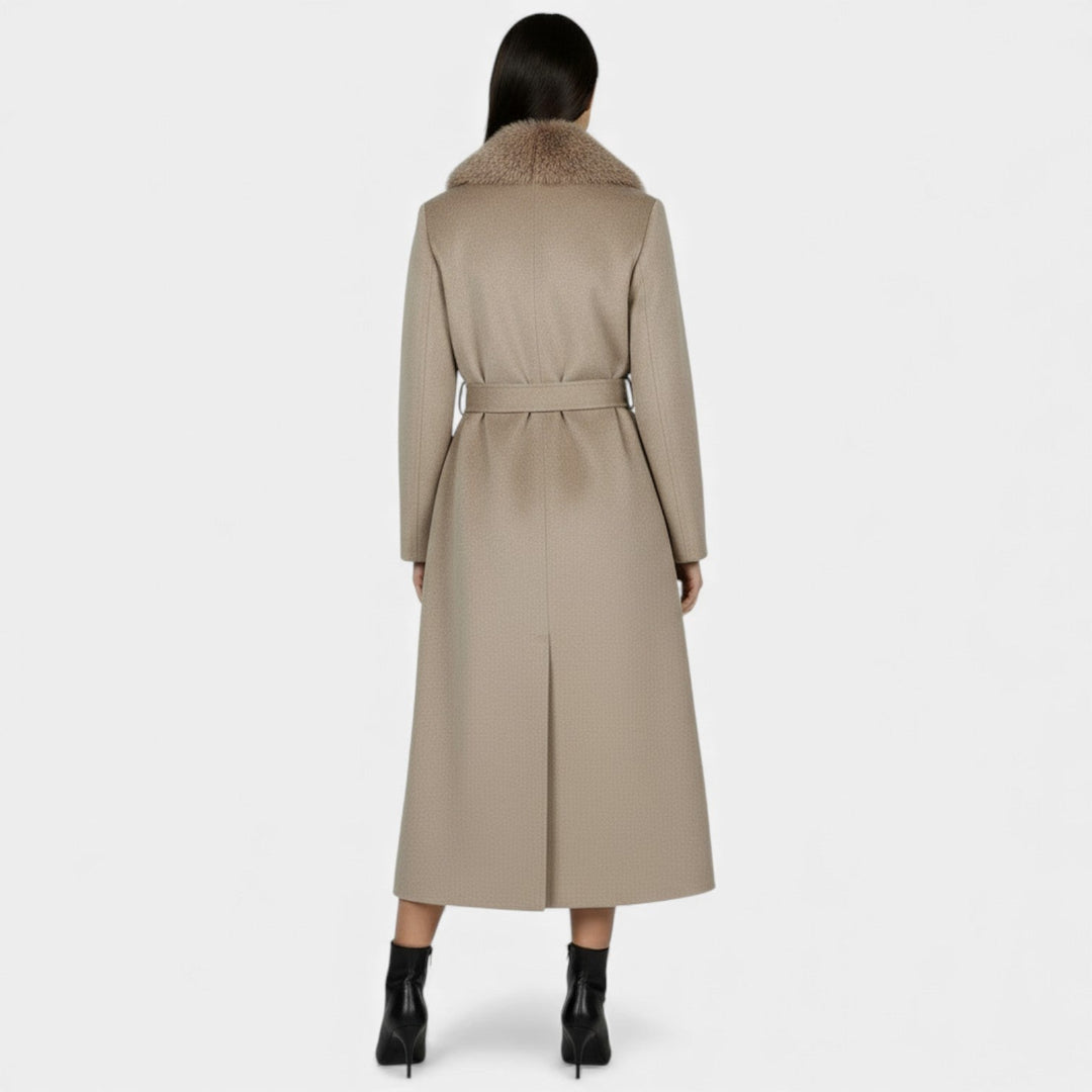 Flannery | Long Wool Coat with Fur Collar