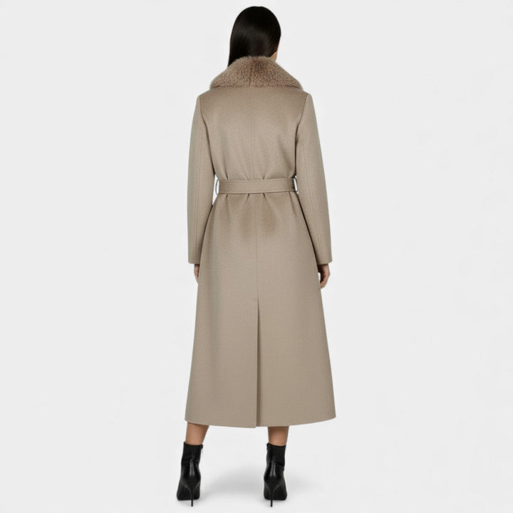 Flannery | Long Wool Coat with Fur Collar
