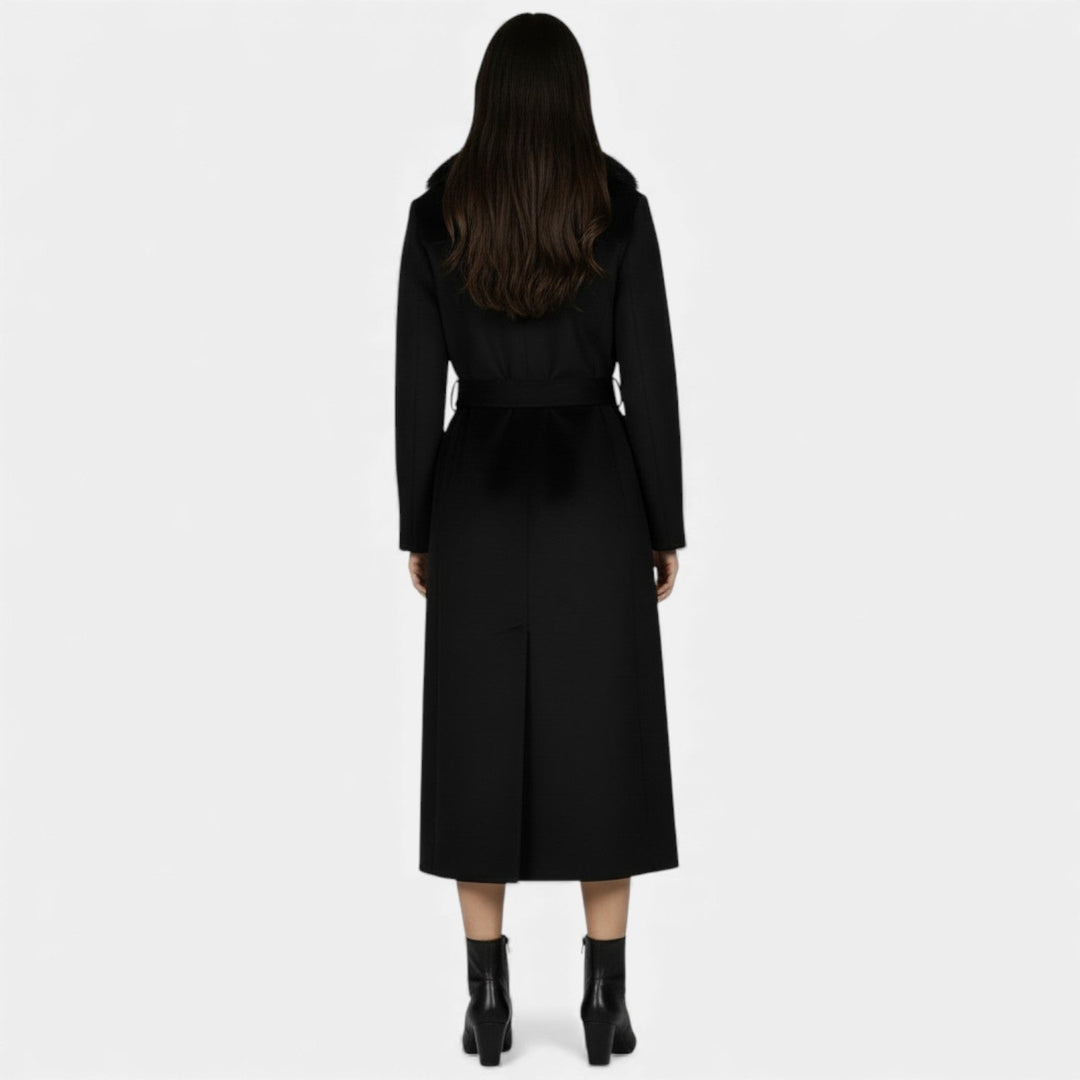 Flannery | Long Wool Coat with Fur Collar