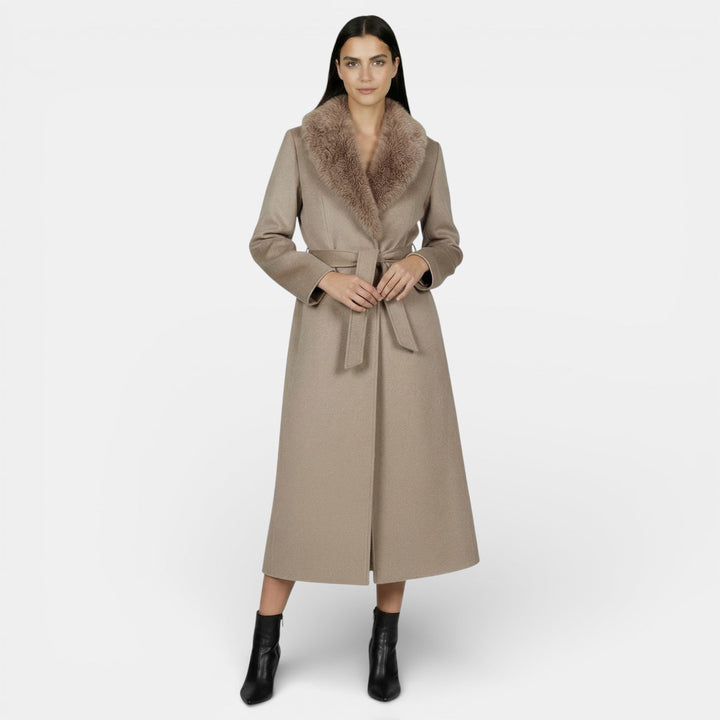 Flannery | Long Wool Coat with Fur Collar