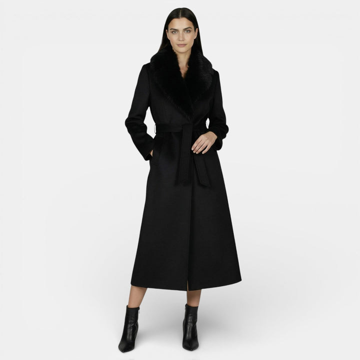 Flannery | Long Wool Coat with Fur Collar