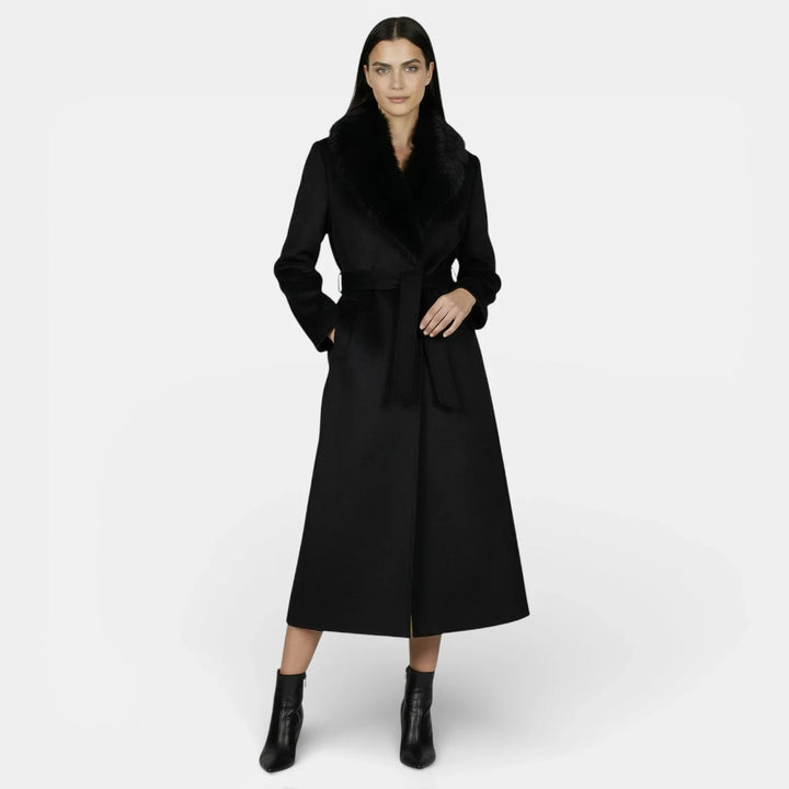 Flannery | Long Wool Coat with Fur Collar
