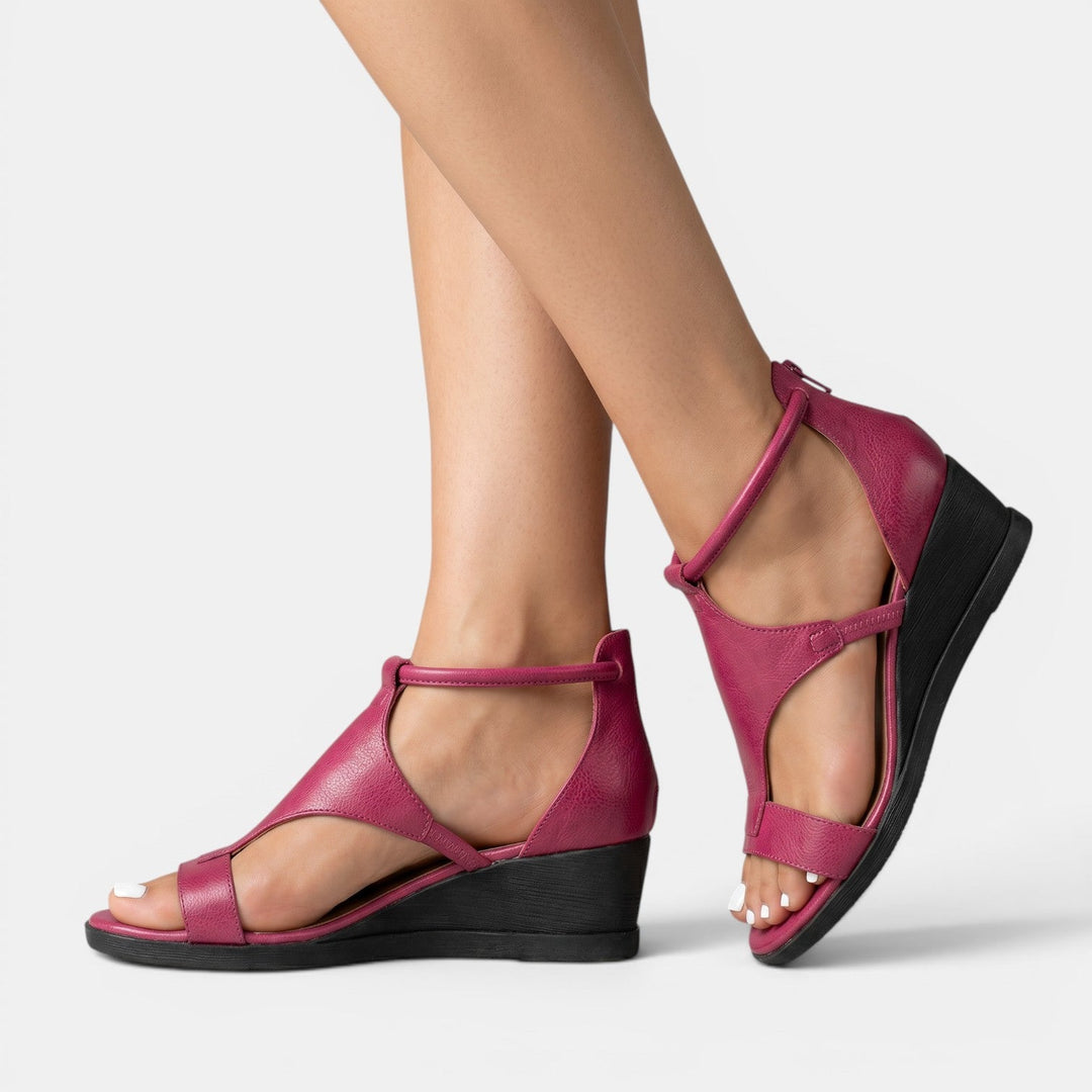 Eulalie | Leather Summer Wedge Sandals