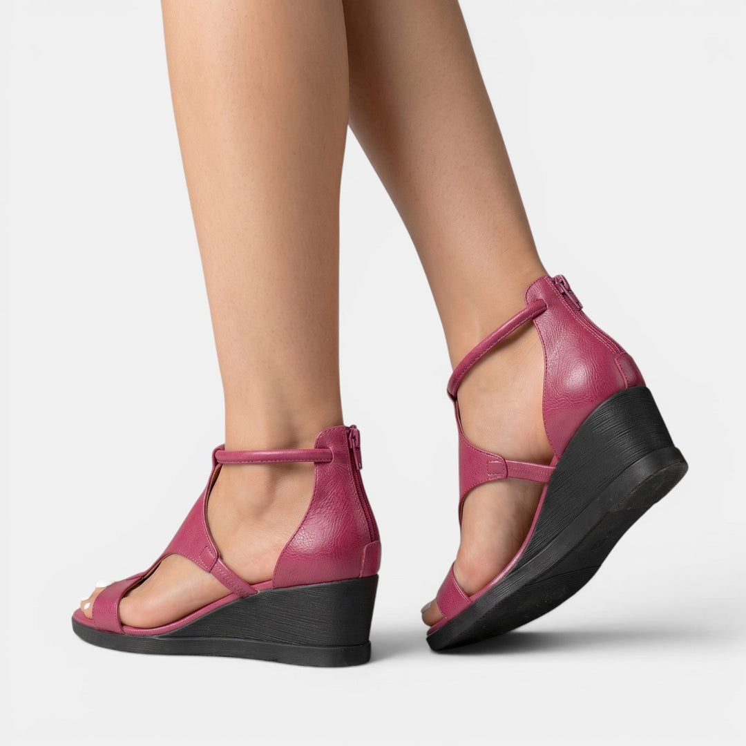 Eulalie | Leather Summer Wedge Sandals