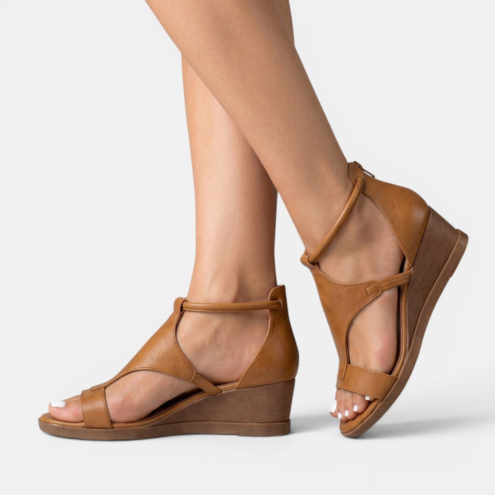 Eulalie | Leather Summer Wedge Sandals