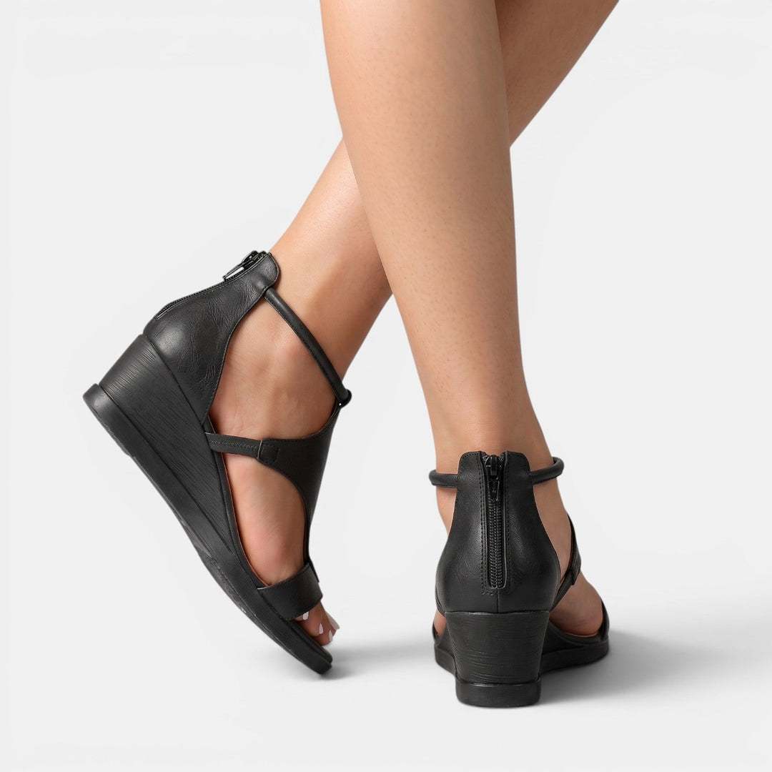 Eulalie | Leather Summer Wedge Sandals