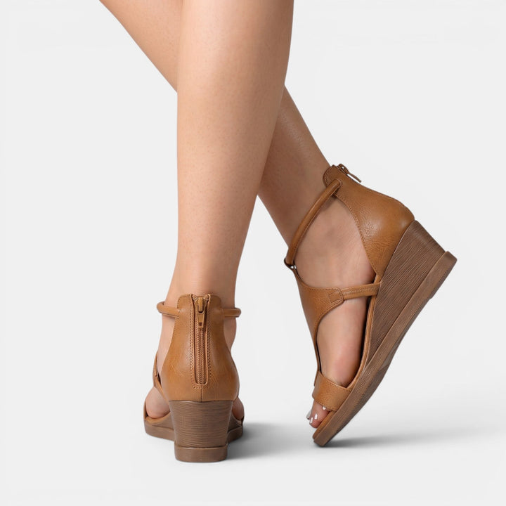 Eulalie | Leather Summer Wedge Sandals