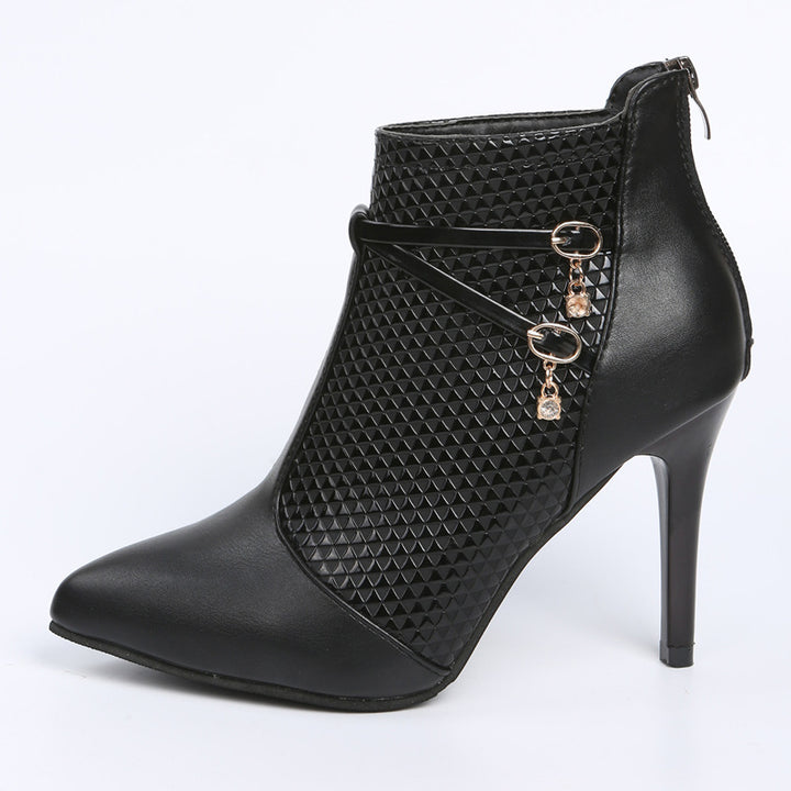 Women's pointed toe stiletto ankle boots in black