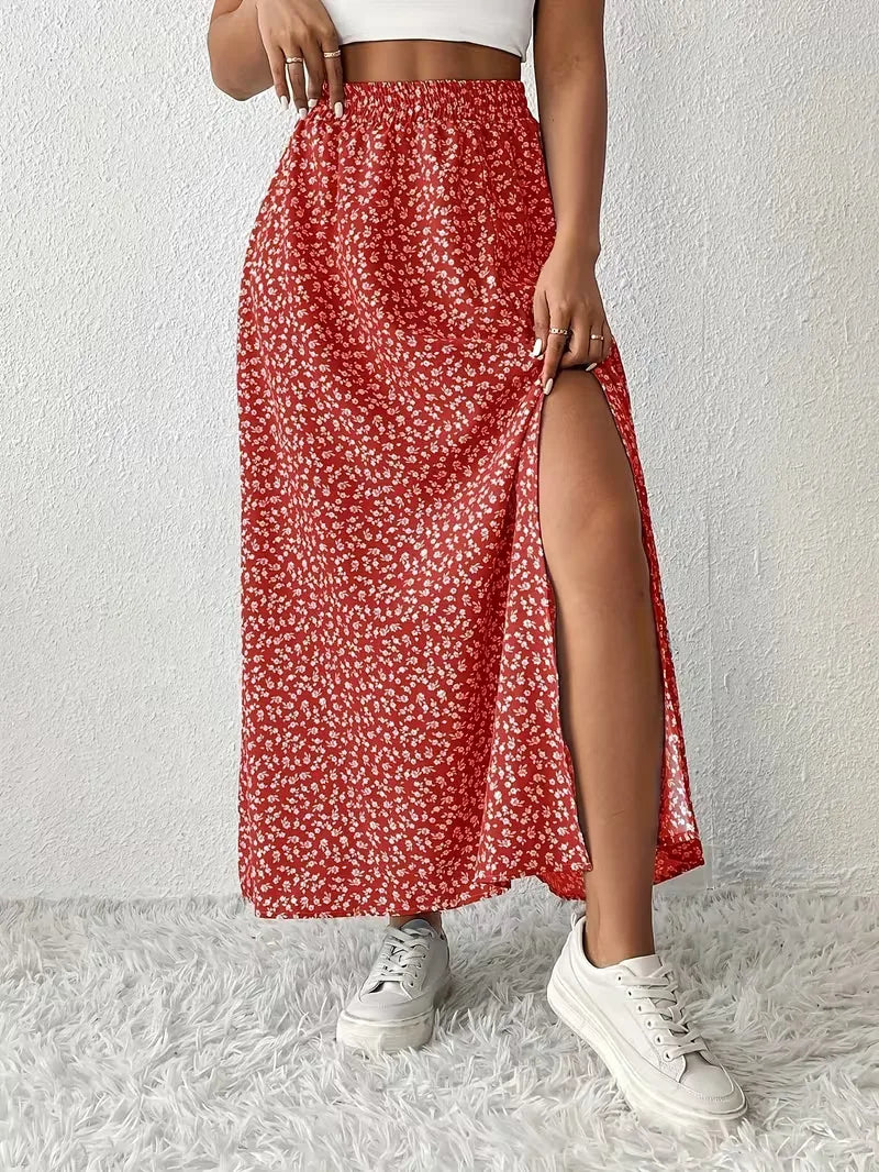 Briar | Floral Side Slit Maxi Skirt