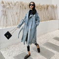 Hazel | Trench en denim de coton bleu pour femme