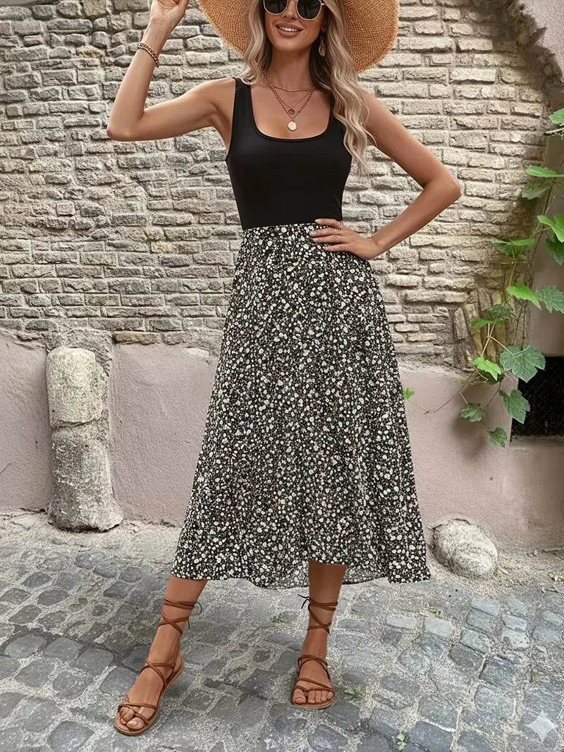 Aria | Floral A-Line Midi Dress