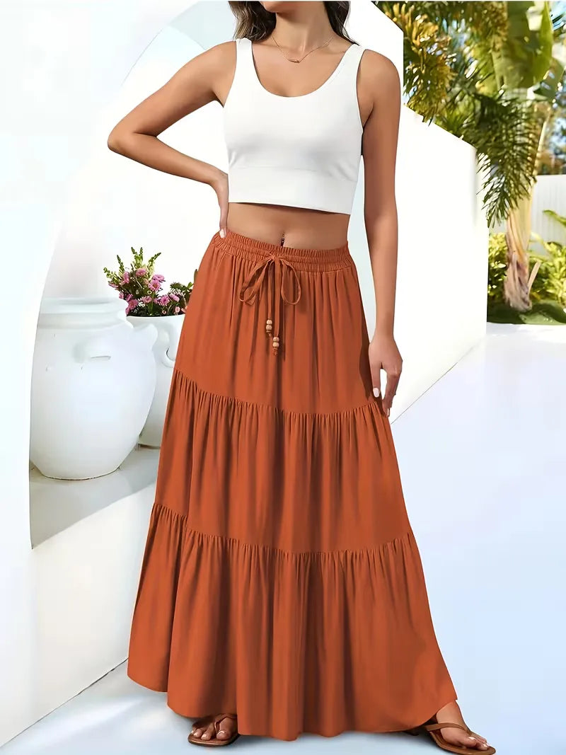 Noelle | High Waist Tiered Maxi Skirt