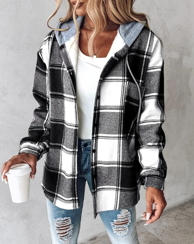 Savannah | Cozy Plaid Hooded Shacket