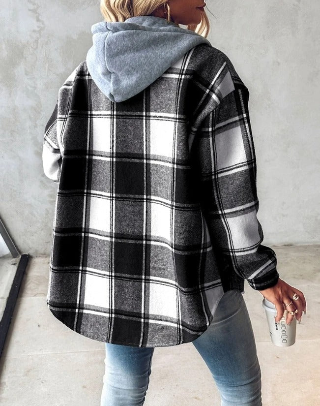 Savannah | Cozy Plaid Hooded Shacket