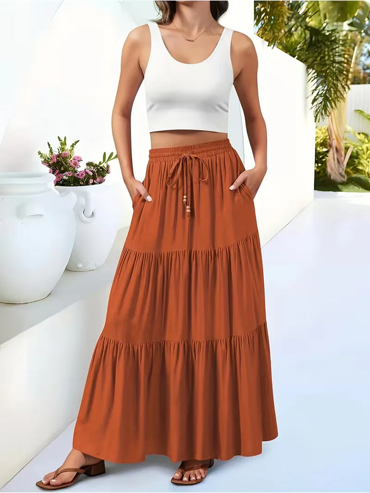 Noelle | High Waist Tiered Maxi Skirt