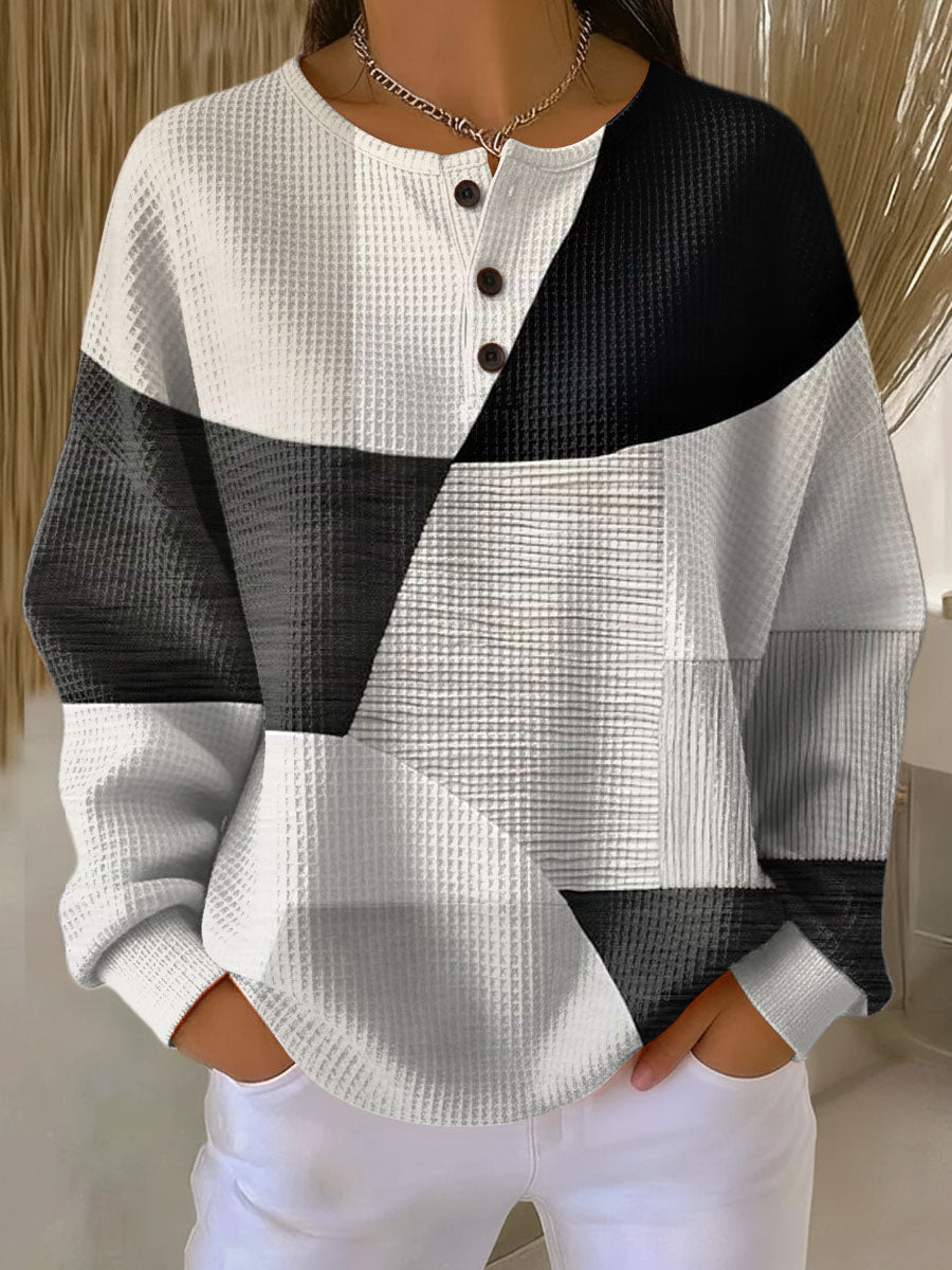 Sadie | Waffle Knit Color Block Sweater