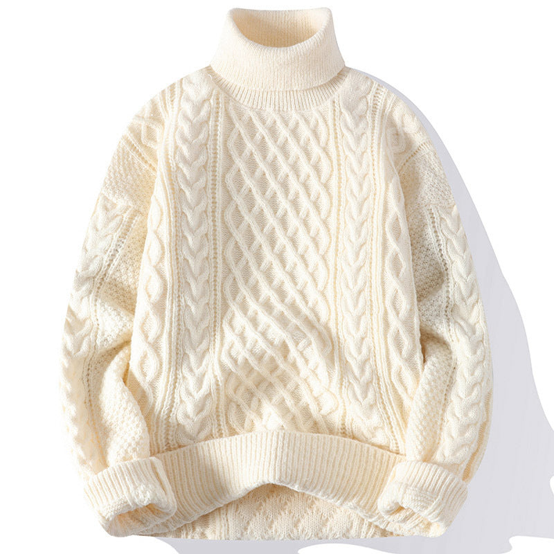 Men's jacquard turtleneck sweater front view