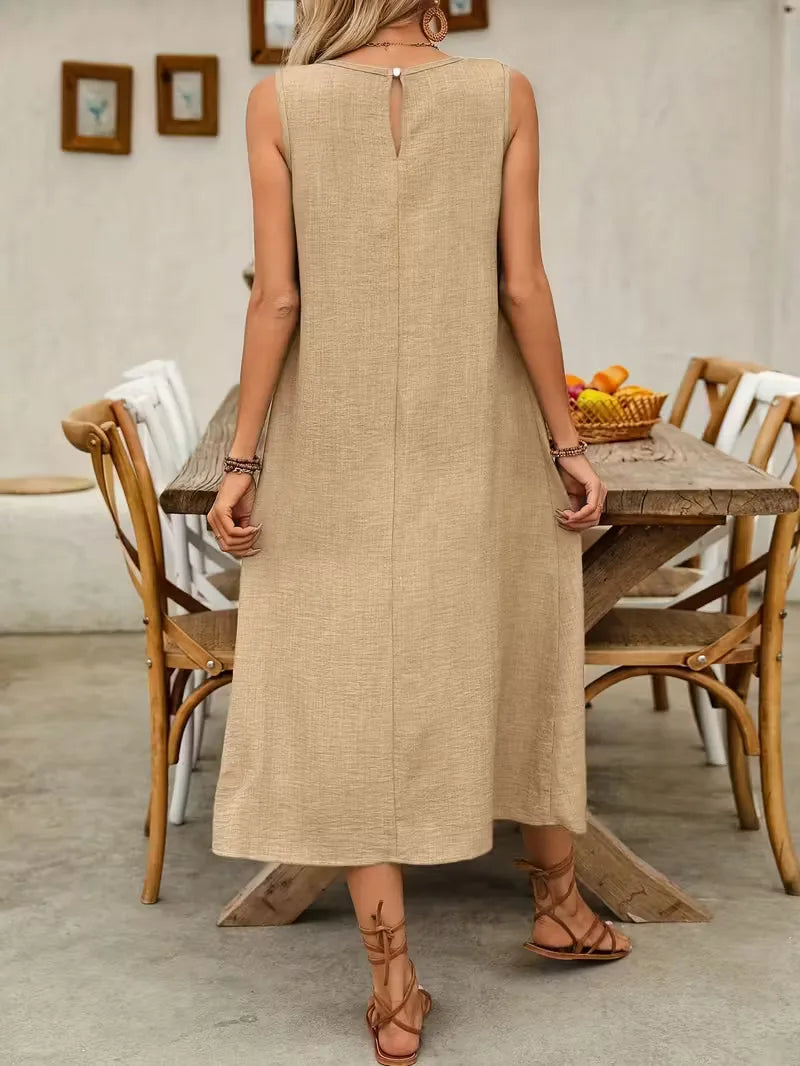 Hadley | Sleeveless Pocket Midi Dress