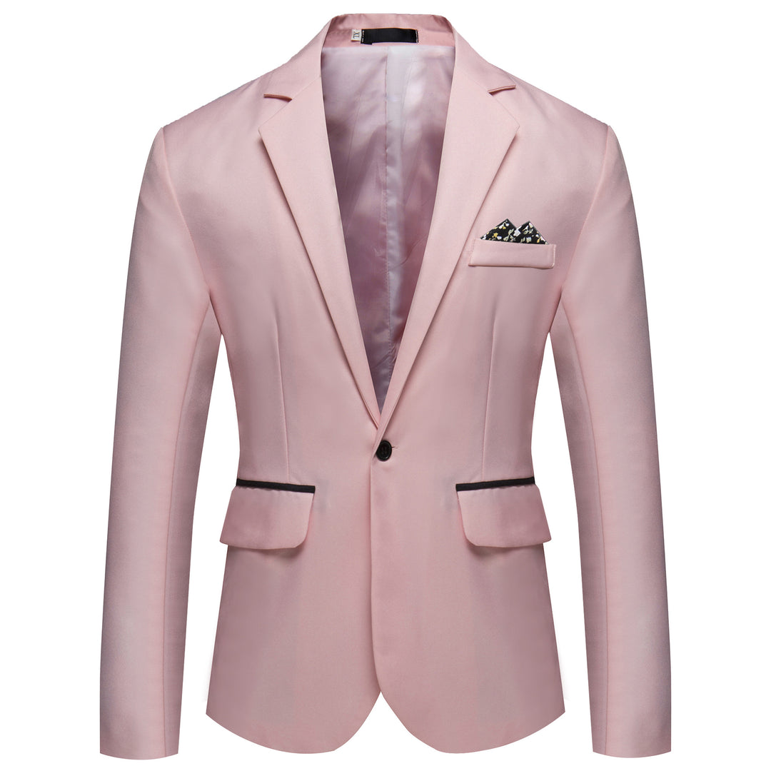 Men's slim fit solid color one button blazer jacket