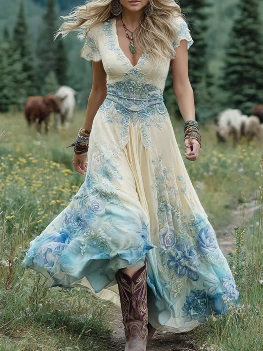 Eloise | Vintage floral maxi dress